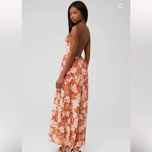 Revolve MINKPINK Adar Open Back Maxi Dress Transition Fall Wedding Guest Dress